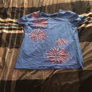 Blue fireworks shirt